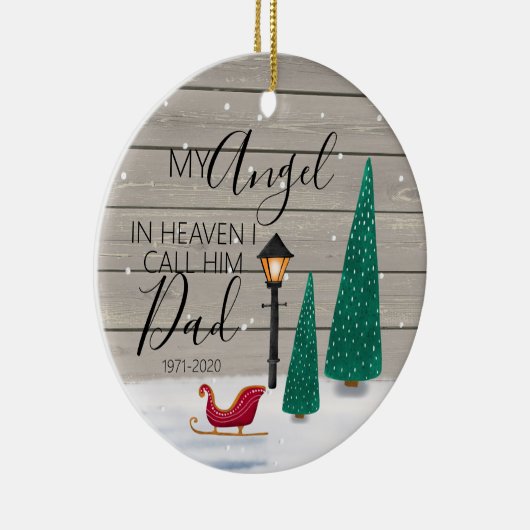 私は彼を天国の天使記念パパと呼ぶクリスマス セラミックオーナメント (右)