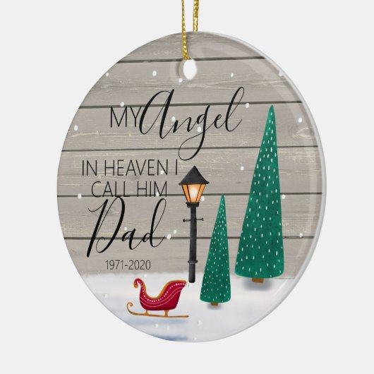 私は彼を天国の天使記念パパと呼ぶクリスマス セラミックオーナメント (左)