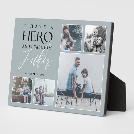 私は彼を父と呼ぶ英雄を持っている写真コラージュ フォトプラーク (側面)