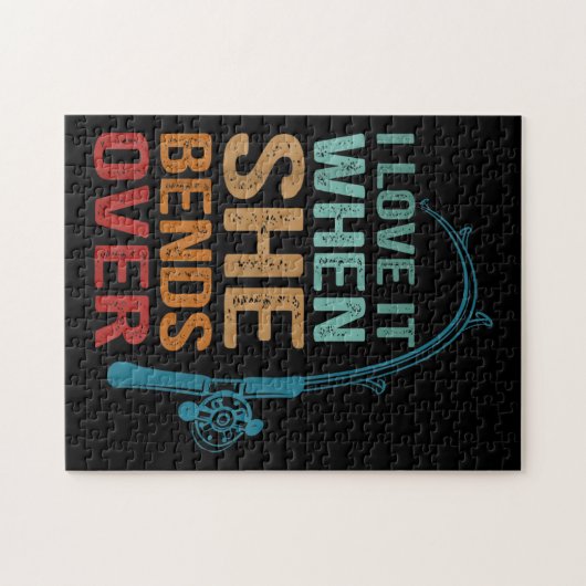 私は彼女が曲がるときそれが大好きおもしろい魚釣り ジグソーパズル (横)