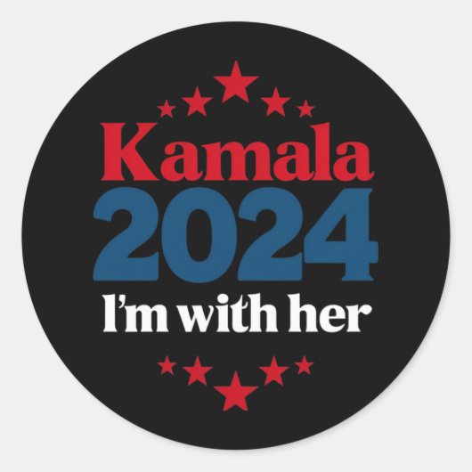 私は彼女と共に カマラ 2024年大統領にカマラに投票 ラウンドシール (正面)