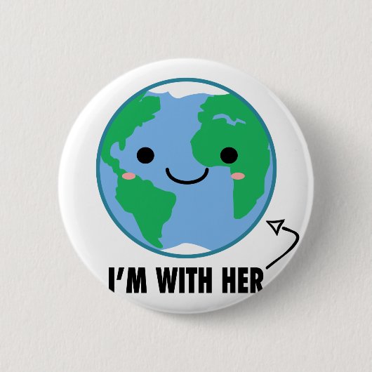 私は彼女と-惑星のアースデーです 缶バッジ (正面)