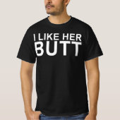 私は彼女のお尻カップルが好おもしろいきだ Tシャツ (正面)