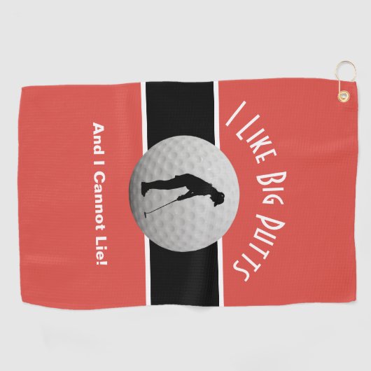 私は彼女のために大きなパットのゴルフユーモアのおもしろい黒の赤が好き ゴルフタオル (横)