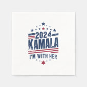 私は彼女のカマラハリスの2024の投票と一緒にいる スタンダードカクテルナプキン (正面)