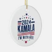 私は彼女のカマラハリスの2024の投票と一緒にいる セラミックオーナメント (右)