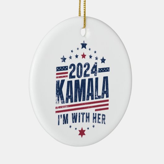 私は彼女のカマラハリスの2024の投票と一緒にいる セラミックオーナメント (右)