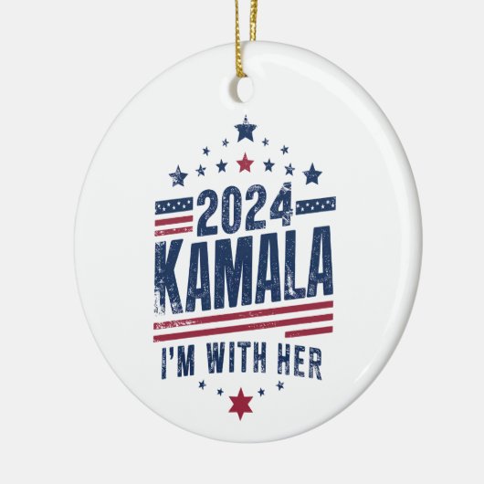 私は彼女のカマラハリスの2024の投票と一緒にいる セラミックオーナメント (左)