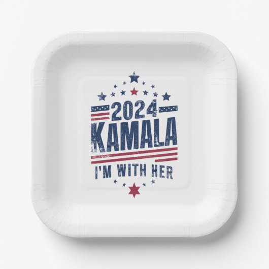 私は彼女のカマラハリスの2024の投票と一緒にいる ペーパープレート (正面)