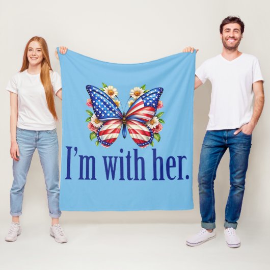 私は彼女のカマラブルーバタフライと一緒にいる フリースブランケット (インサイチュ)