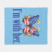 私は彼女のカマラブルーバタフライと一緒にいる フリースブランケット (正面(横))