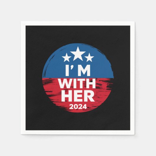 私は彼女のカマラ大統領の2024年の投票と一緒にいる スタンダードカクテルナプキン (正面)