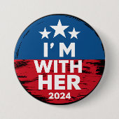 私は彼女のカマラ大統領の2024年の投票と一緒にいる 缶バッジ (正面)