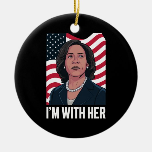 私は彼女のカマラ投票で2024年の大統領に賛成している セラミックオーナメント (正面)