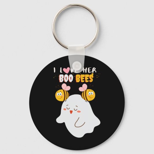 私は彼女のブビーチ面白いハロウィンカップルの夫B愛 キーホルダー (正面)