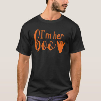 私は彼女のブーだ |オレンジ文字カップルハロウィーン Tシャツ