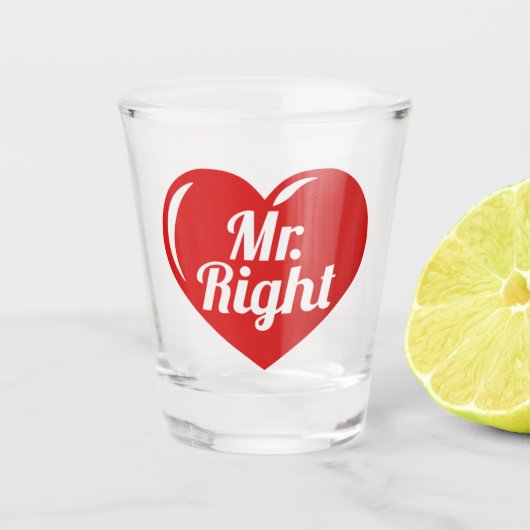 私は彼女のミスターライト赤いハート ショットグラス (正面)
