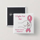 私は彼女の乳癌サポータPinのために戦います 缶バッジ (正面&裏面)
