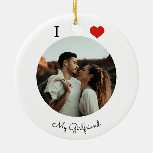 私は彼女の写真が大好きパーソナライズされた セラミックオーナメント (裏面)