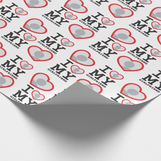 私は彼女の写真ハート ラッピングペーパー (角)