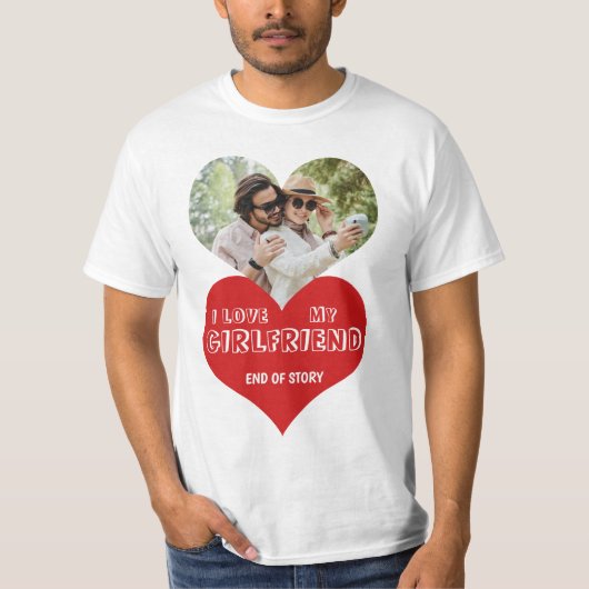 私は彼女の写真パーソナライズされたハートが大好き Tシャツ (正面)