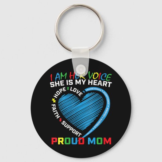 私は彼女の声は彼女は私のハート自閉症の意識クラス キーホルダー (正面)