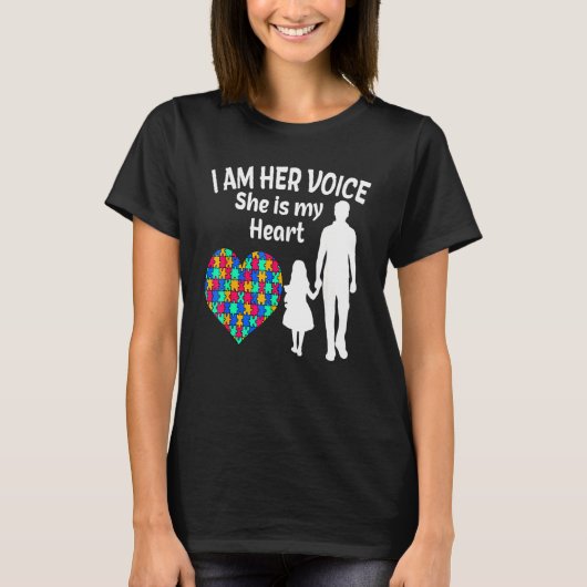 私は彼女の声彼女は私のハート自閉症の意識D Tシャツ (正面)