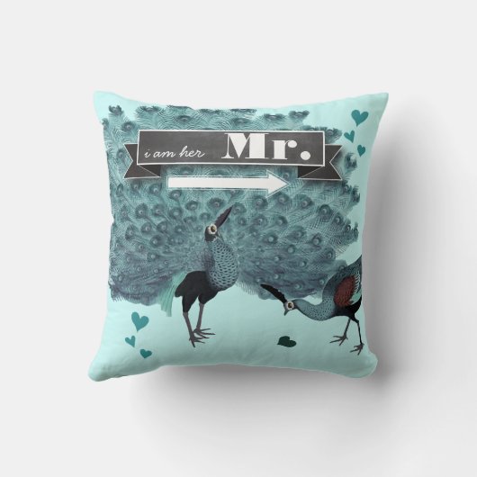 私は彼女の孔雀の枕 クッション (裏面)