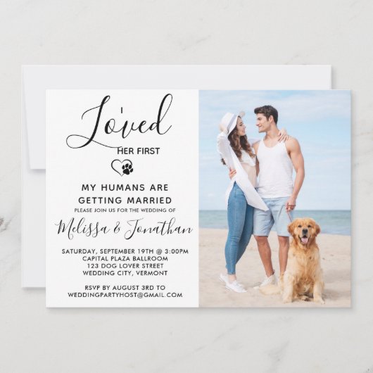 私は彼女の最初のペットフォモダントドッグを愛し結婚た 招待状 (正面)