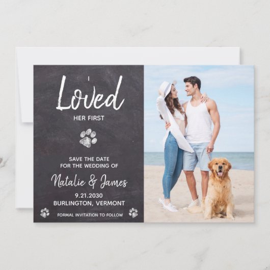 私は彼女の最初の犬素朴が好き結婚だった セーブザデート (正面)