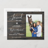 私は彼女の最初の馬の素朴写真ペットを愛結婚した 案内ポストカード (正面/裏面)