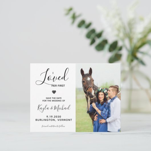 私は彼女の最初の馬モダンの写真を愛した日付以外 案内ポストカード (スタンド正面)