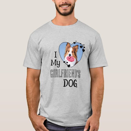 私は彼女の犬が大好きカスタムかわいいハート写真 Tシャツ (正面)