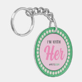 私は彼女の2024真珠とクローバー(ピンクグリーン) キーホルダー (正面左)