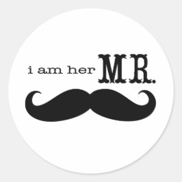 私は彼女のMr.Mustache Groom ラウンドシール