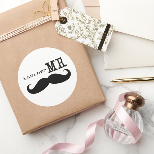 私は彼女のMr.Mustache Groom ラウンドシール (ギフト)