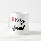 私は彼氏かわいい黒文字 コーヒーマグカップ (正面左)