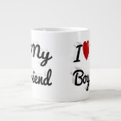 私は彼氏かわいい黒文字 ジャンボコーヒーマグカップ (正面)