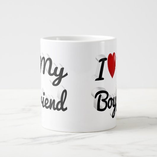 私は彼氏かわいい黒文字 ジャンボコーヒーマグカップ (正面)