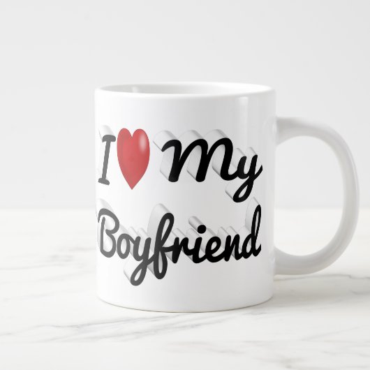 私は彼氏かわいい黒文字 ジャンボコーヒーマグカップ (右)