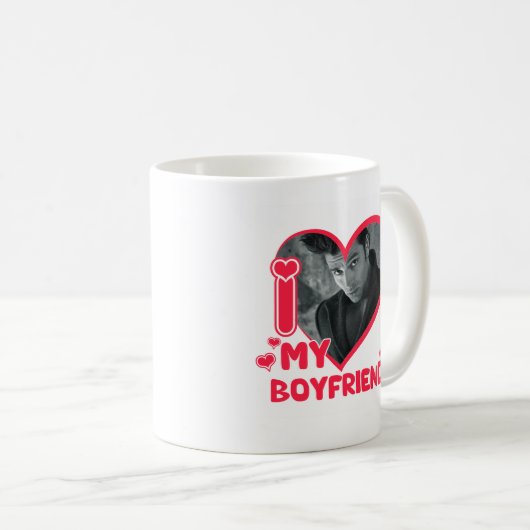私は彼氏が大好きカスタムハート写真かわいい コーヒーマグカップ (正面右)