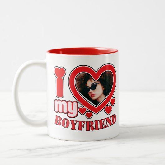 私は彼氏が大好きパーソナライズされた ツートーンマグカップ (左)
