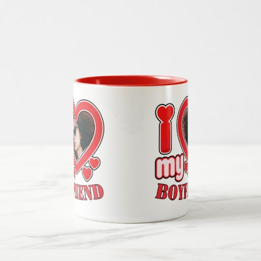 私は彼氏が大好きパーソナライズされた ツートーンマグカップ (中央)