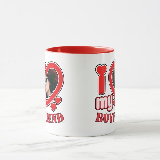 私は彼氏が大好きパーソナライズされた マグカップ (中央)