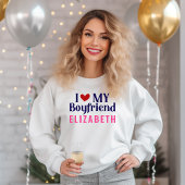 私は彼氏が大好き！白カスタム スウェットシャツ