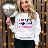 私は彼氏が大好き！白カスタム スウェットシャツ