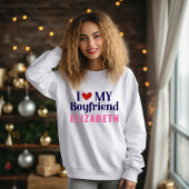 私は彼氏が大好き！白カスタム スウェットシャツ