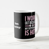 私は彼氏が熱いので気が付おもしろいく コーヒーマグカップ (正面右)