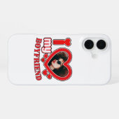 私は彼氏の文字カスタムと写真が大好き iPhone 16ケース (裏面横)