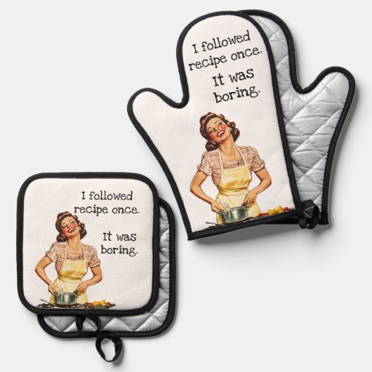 私は後を追レシピワンスレトロ主婦 鍋つかみ&鍋敷きセット (正面/裏面)
